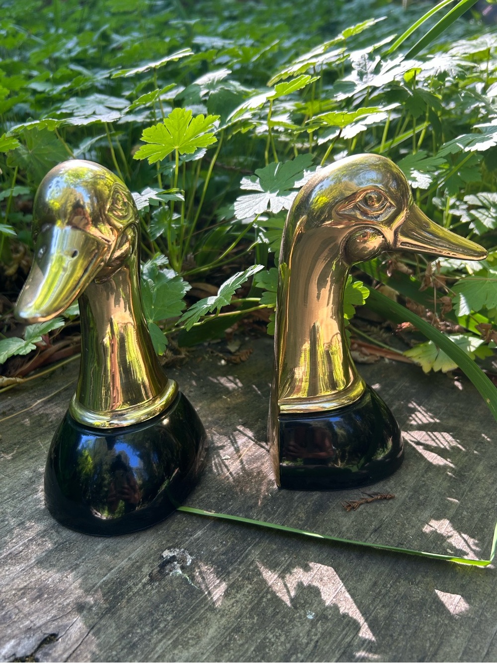 Pair of Vintage Brass Duck Head Bookend or Door Stops